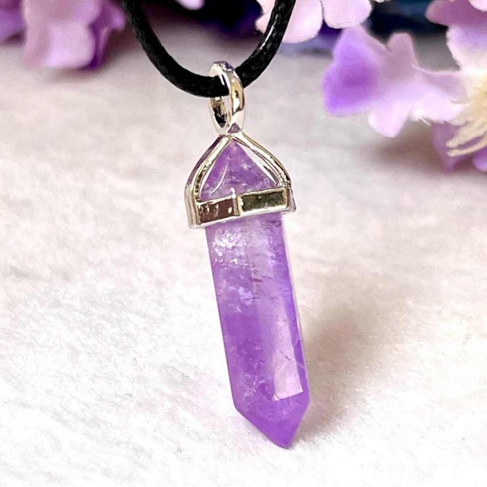 Amethyst Crystal Point Pendant Necklace